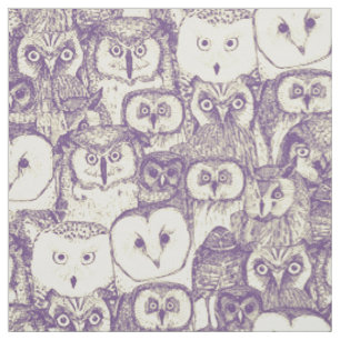 just owls purple cream fabric