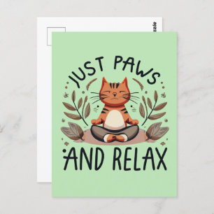 Just Paws and Relax Yoga Cat Postcard