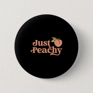Just Peachy Retro 70s Georgia Peaches Summer Fruit 6 Cm Round Badge
