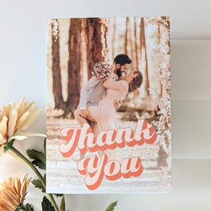 Just Peachy Retro Wedding Thank You Card