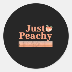 Just Peachy Summer Fruit Retro Graphic Classic Round Sticker