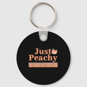 Just Peachy Summer Fruit Retro Graphic  Key Ring