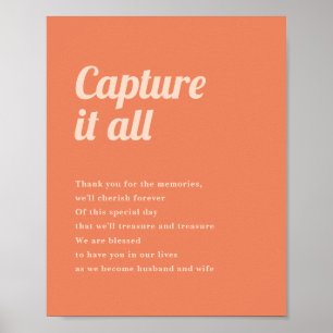 Just Peachy Wedding Disposable Camera Sign