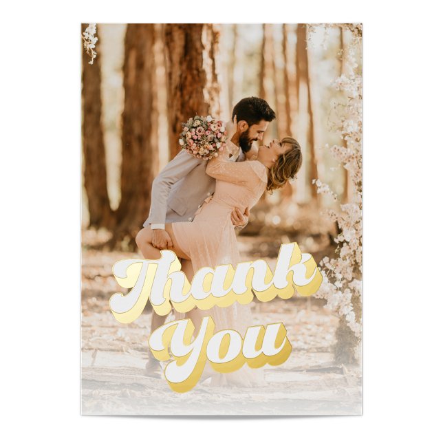 Just Peachy Wedding Thank You Gold Foil Greeting Card (Creator Uploaded)