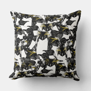 just penguins black white yellow cushion