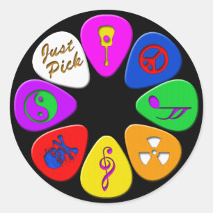 Just Pick Guitar Picks Classic Round Sticker