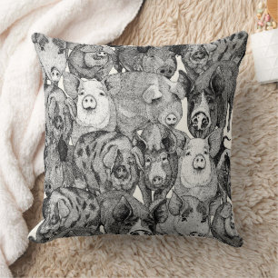 just pigs black half pearl cushion