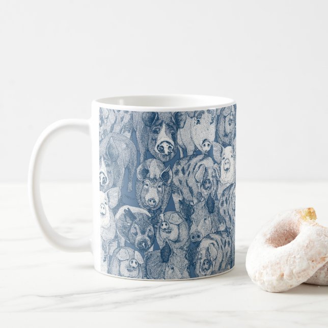 just pigs cobalt denim coffee mug (With Donut)