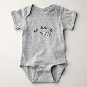 Just Plane Cute Pink Aeroplane and Heart Aviation Baby Bodysuit
