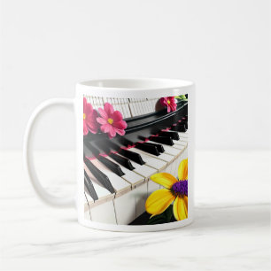 Just Play Piano and Colourful Flowers Coffee Mug