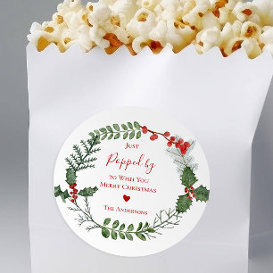 Just Popped by to Wish You Merry Christmas Holiday Classic Round Sticker