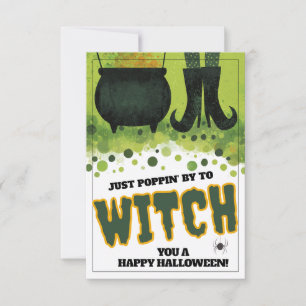 Just Poppin By Witch Halloween Card