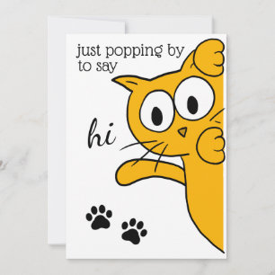 Just Popping by To Say Hi Cat Flat Greeting Card