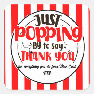 just popping by to say thanks popcorn volunteer square sticker