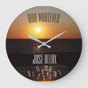 Just Relax with Fallen Numbers & Sunset - Large Clock