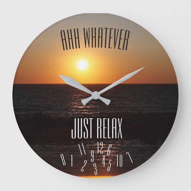 Just Relax with Fallen Numbers & Sunset - Large Clock (Front)