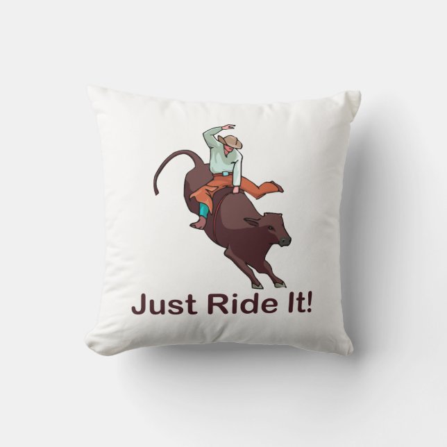 Just Ride It Cowboy and Bull Cushion (Front)