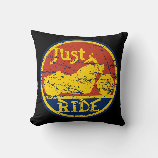 Just Ride Motorcycle Decorative Pillow (Front)