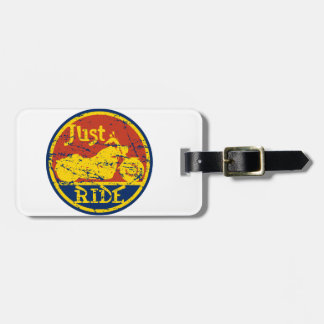 Just Ride Motorcycles Red Blue and Yellow Luggage Tag