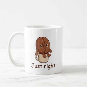Just Right Cute Coffee Bean Character Mug
