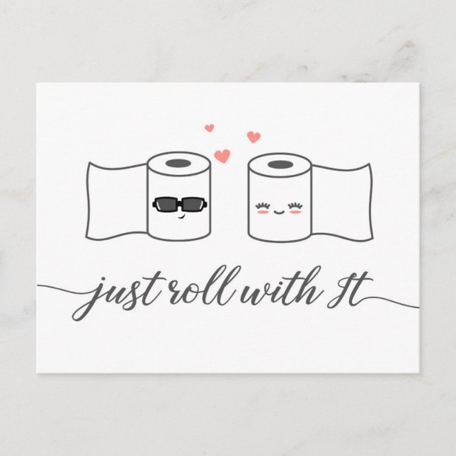 Just Roll With It Postponed Wedding Announcement Postcard (Front)