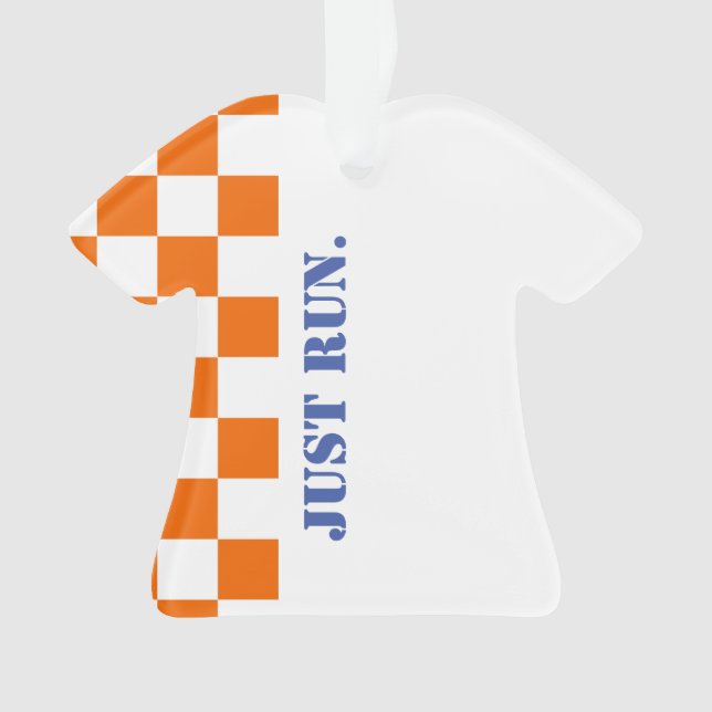 Just Run Chequerboard Running Race Colourful Fun Ornament (Front)