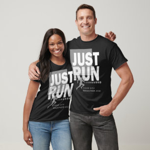 Just Run City Marathon Runner Track Race Date Grey T-Shirt