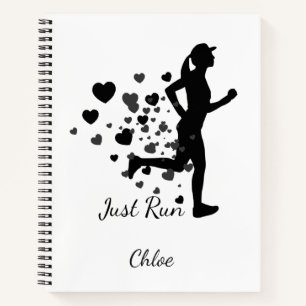 Just Run Custom Name Runners Marathon Racing Event Notebook