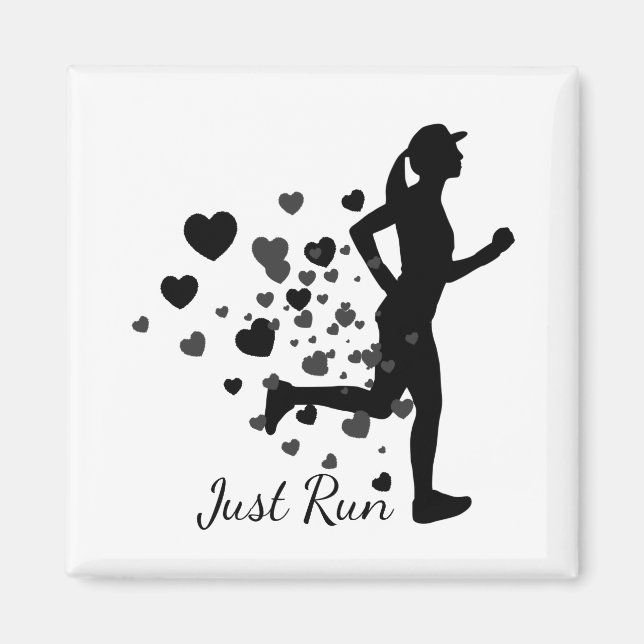 Just Run Fun Love Running Heart Magnet (Front)
