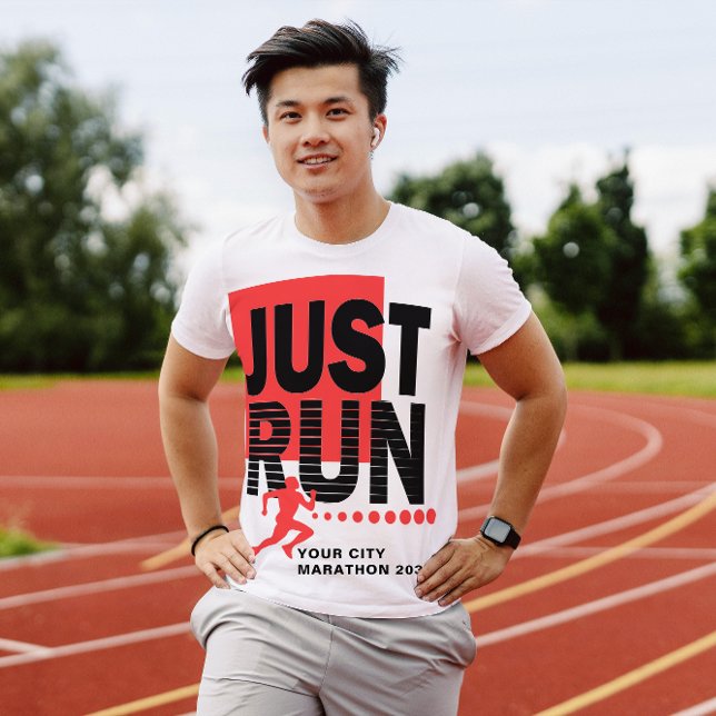Just Run Marathon Runner Track Race Date Red Light T-Shirt (Just Run Marathon Runner Track Race Date Red Light T-Shirt)