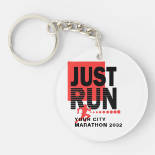 Just Run Red Marathon Runner Track Race Date Key Ring