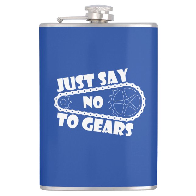 Just Say No To Gears Hip Flask (Front)