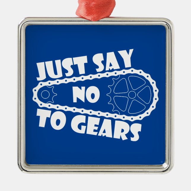 Just Say No To Gears Metal Tree Decoration (Front)