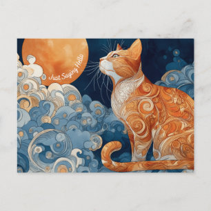 Just Saying Hello Cat Postcard