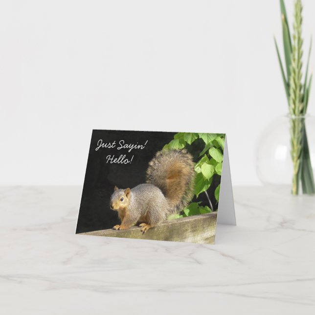 Just Saying Hello, Friendship Cute Squirrels Card (Front)