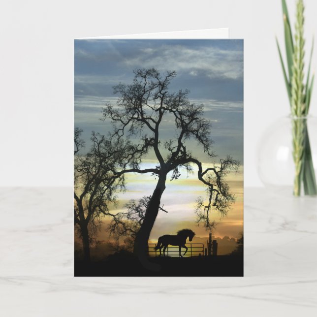Just Saying Hello Horse and Oak Tree Card (Front)