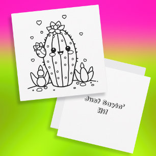 Just Saying Hi   Cute Cactus Colouring Page