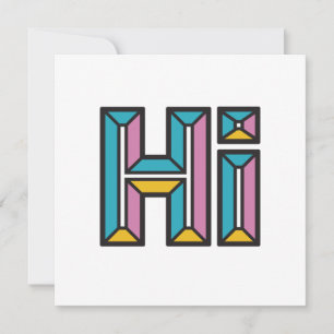 Just Saying Hi Flat Note Card in Pink, Blue, Gold