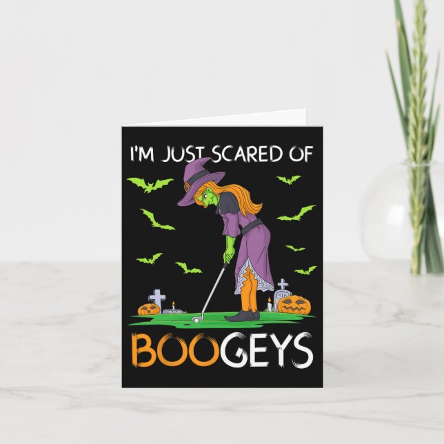 Just Scared Of Bogeys Witch Golf Halloween  Card (Front)