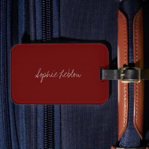 Just script Name along a Dark-Red Luggage Tag