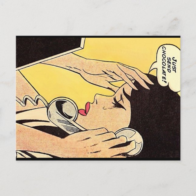 Just Send Chocolate Vintage art Holiday Postcard (Front)
