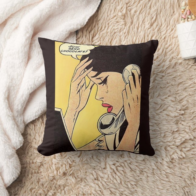 Just Send Chocolate Vintage comic art Cushion (Blanket)