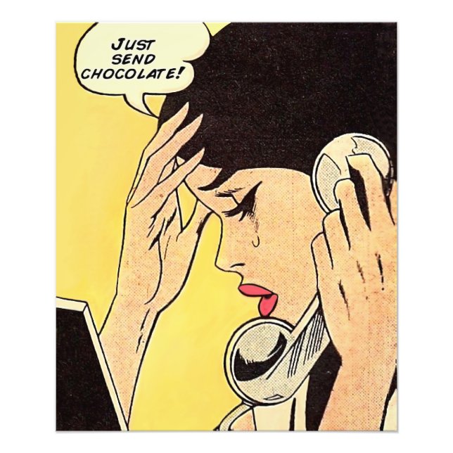 Just Send Chocolate Vintage comic art Photo Print (Front)