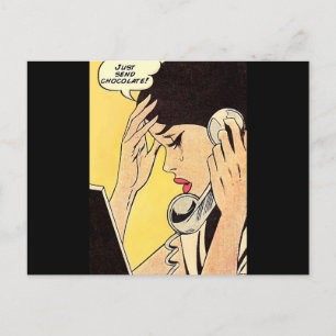 Just Send Chocolate Vintage comic art Postcard