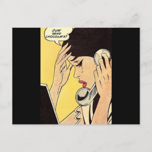 Just Send Chocolate Vintage comic art Postcard