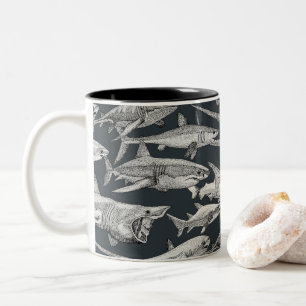 just sharks black gunmetal Two-Tone coffee mug