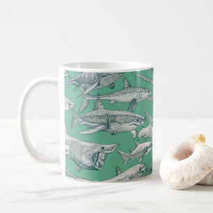 just sharks dark teal peppermint coffee mug