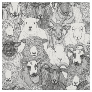 just sheep black white fabric