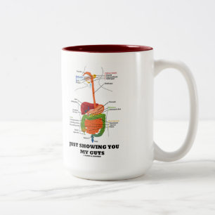 Just Showing You My Guts (Black Font Digestive) Two-Tone Coffee Mug