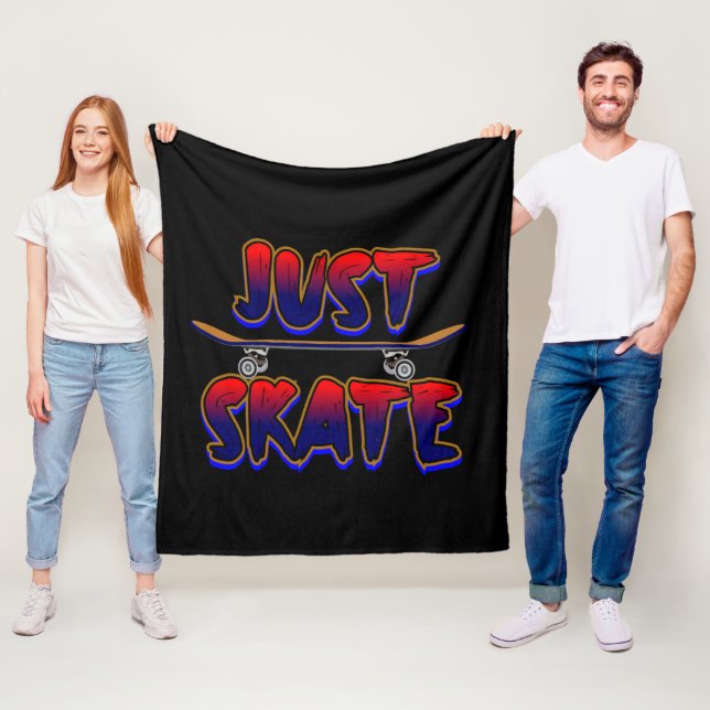 Just Skate Skateboard Red Blue Skateboarder        Fleece Blanket (In Situ)